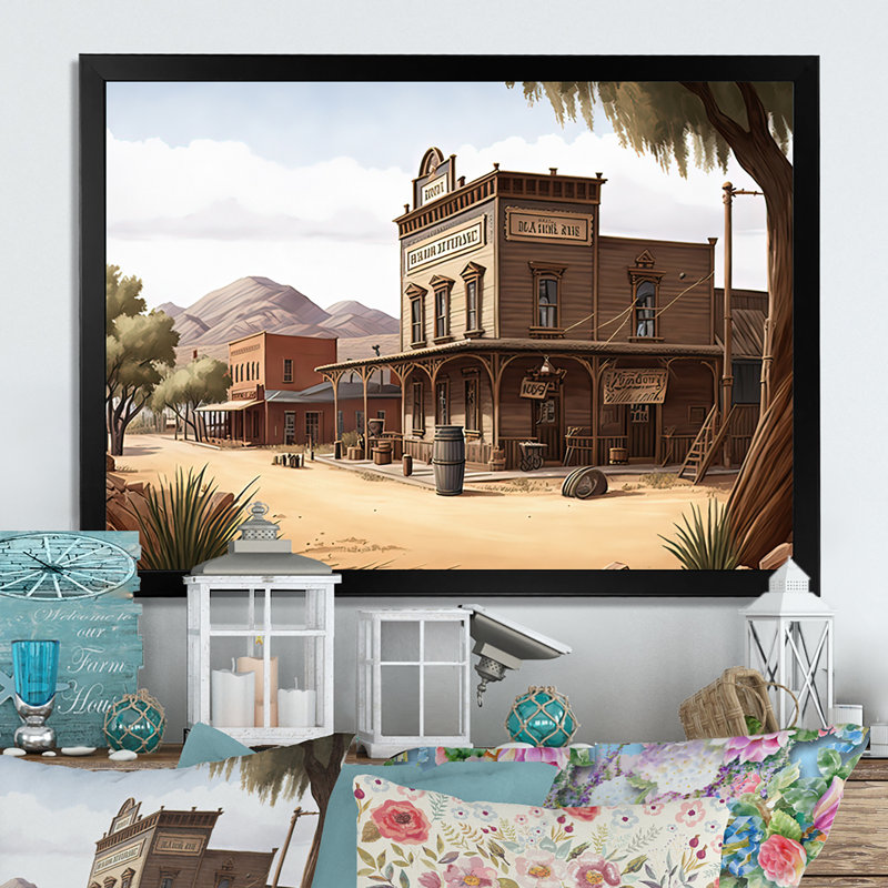 " Small Town In Arizona V ", Black Picture Framed, 12" H x 20" W x 1" D