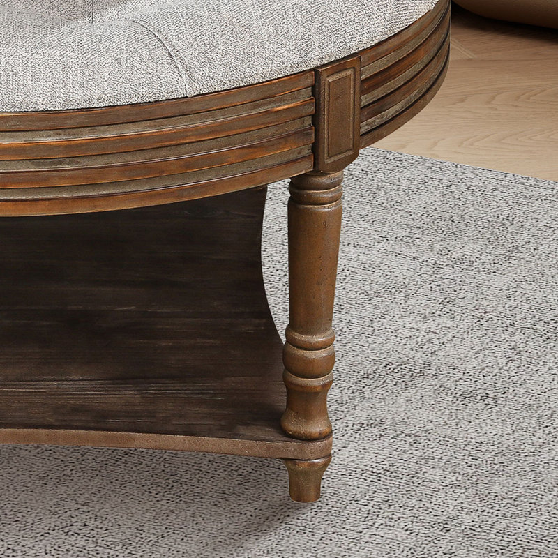 Round  Ottoman Coffee Table, Light Gray