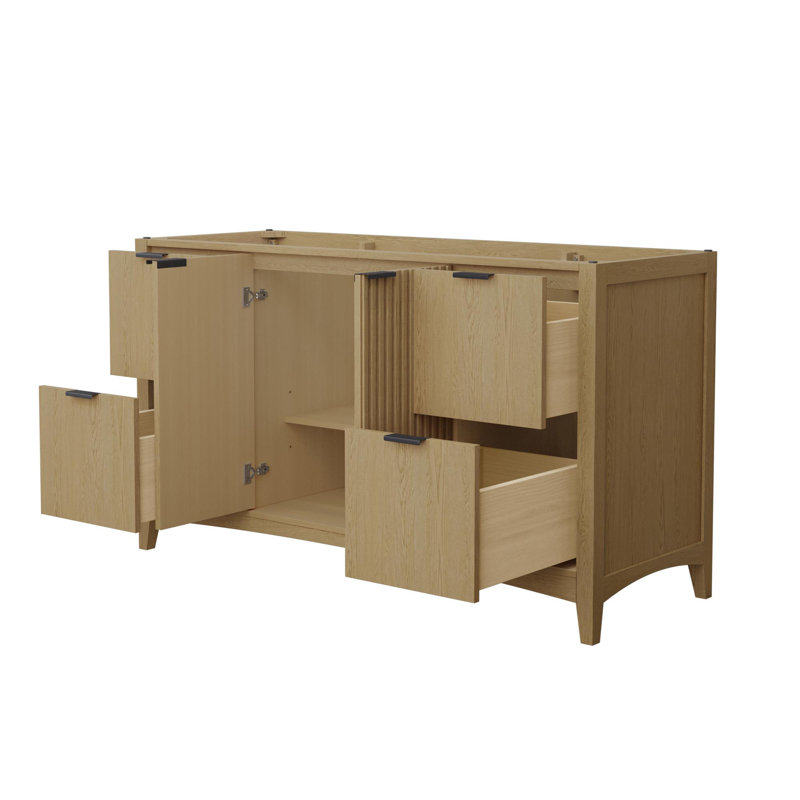 Base de meuble-lavabo simple autoportante 59,25 po Palmilla seulement, Beige, Noir mat