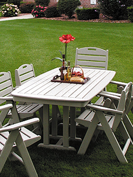 POLYWOOD® Nautical 72" Patio Dining Table, White, 29" H x 71.5" L x 36.75" W