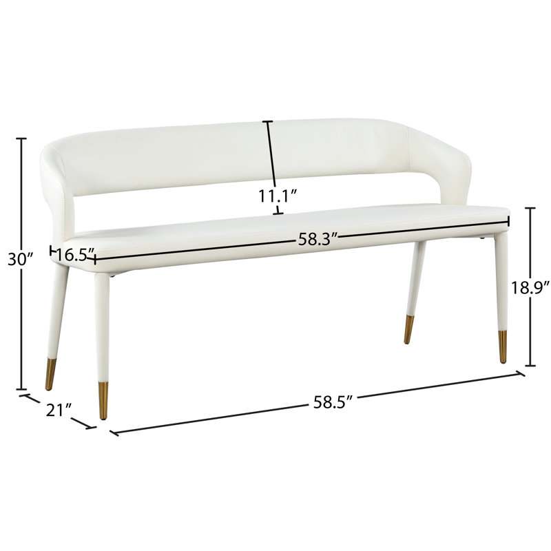 Banc en similicuir Whitnay, Cuir végétalien blanc