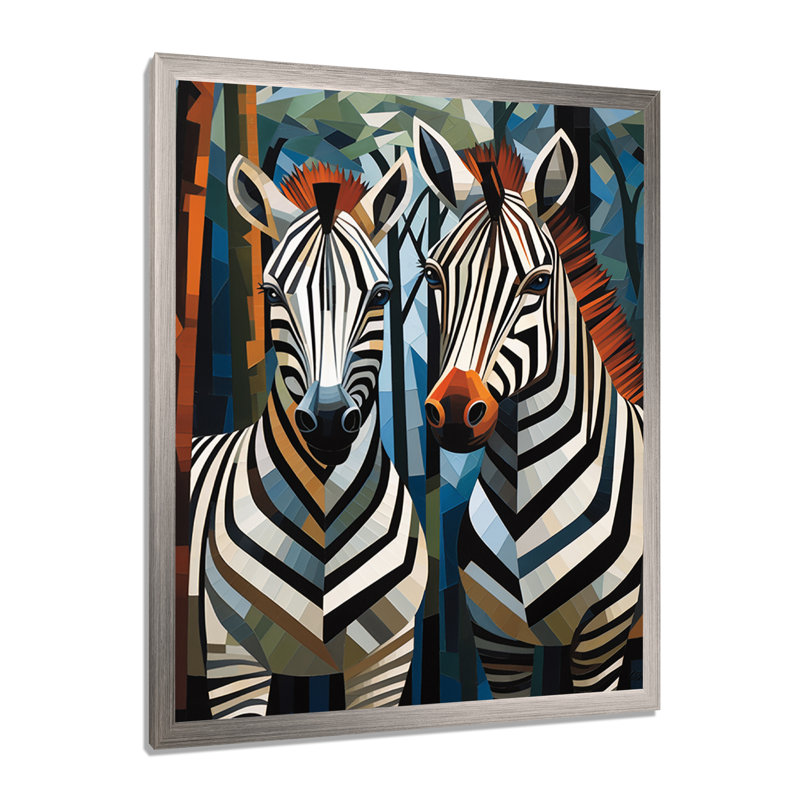 Motif zébré noir et blanc dynamique I, Argent, H 20 po x l 12 po x P 1 po