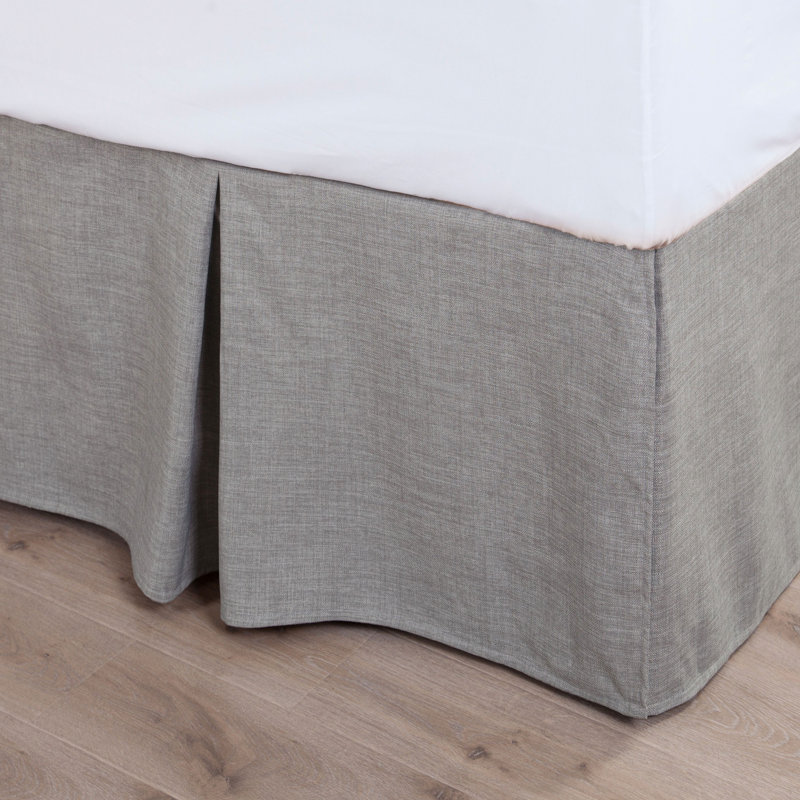 Taupe Linen Queen Bed Skirt with Split Corner
