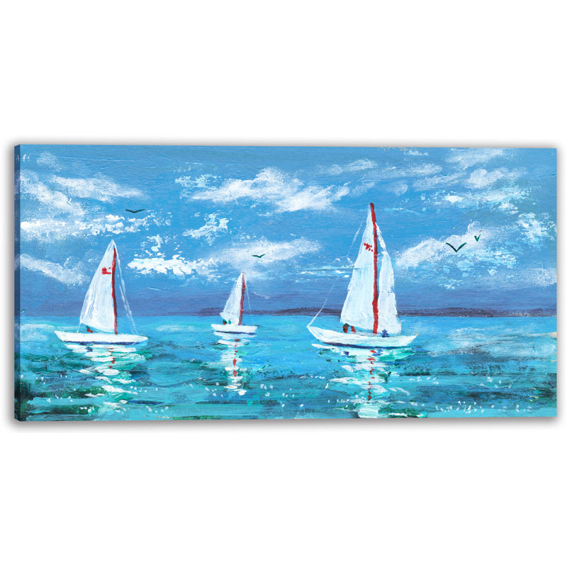 «Serene Sailing Day», art mural sur toile tendue, H 20 po x l 40 po
