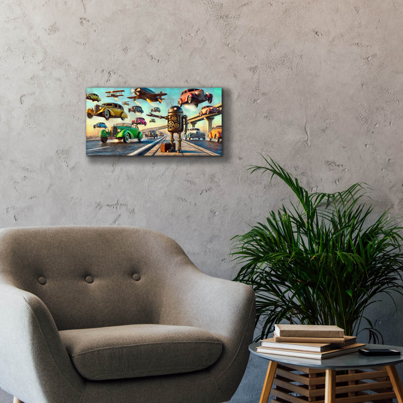 «Need A Ride» par Rey Klimt, art mural sur toile, H 12 po x l 24 po