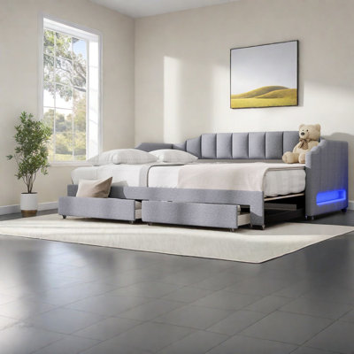 Extendable Beds With Storage, Wood Mdf Modern Upholstered Daybed For Home