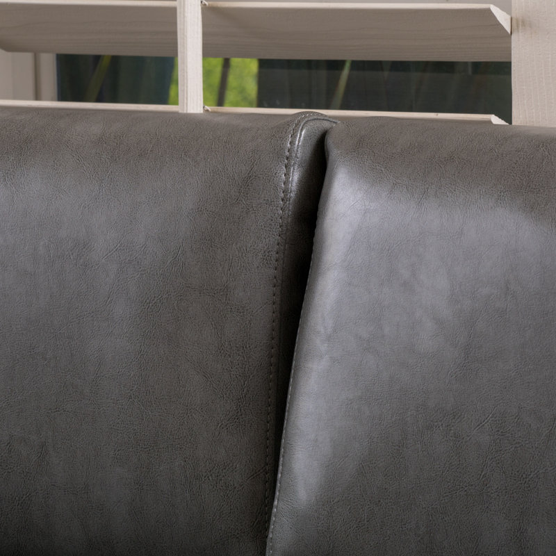 Levron 51.77'' Faux Leather Loveseat, Gray  Faux Leather