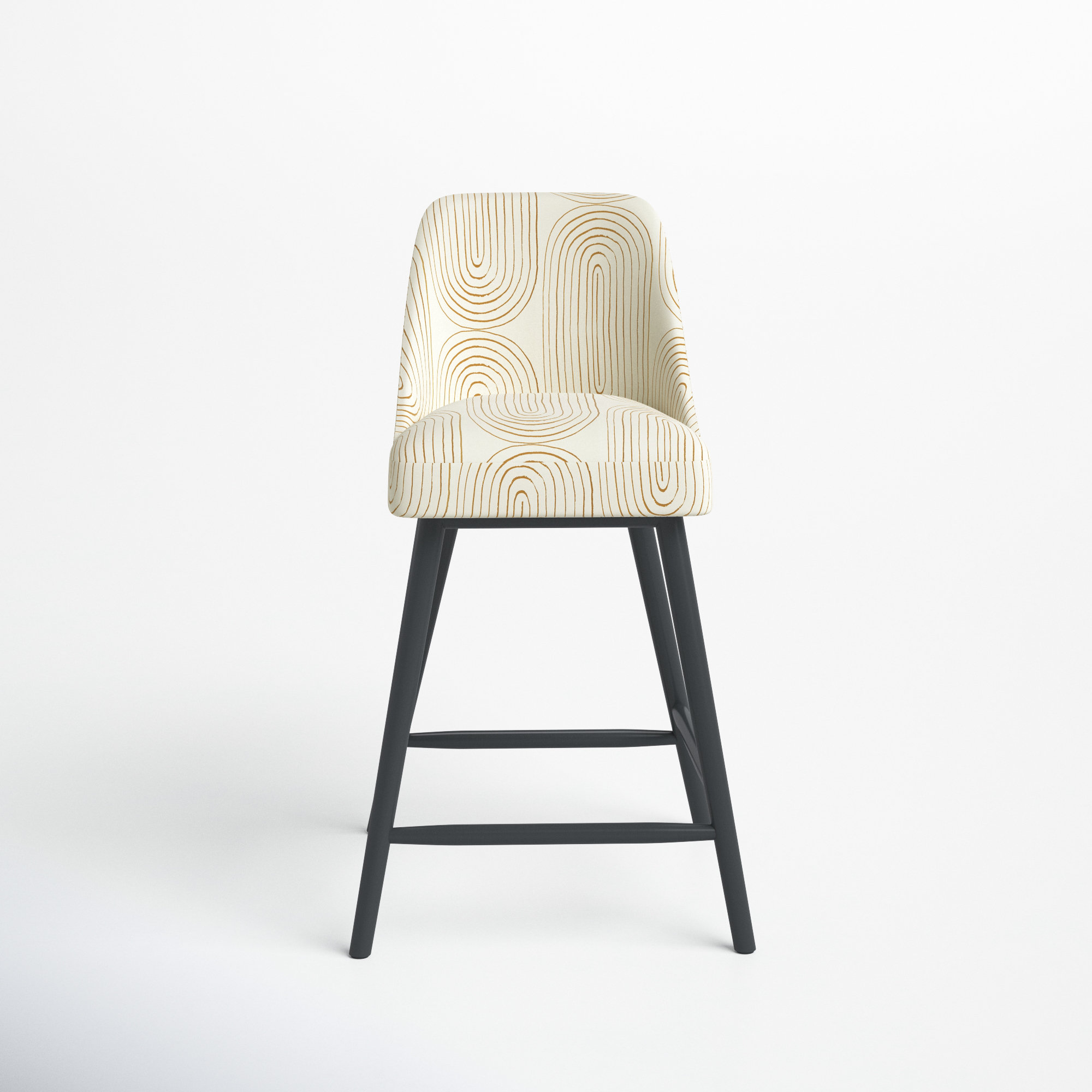 Gallie Bar & Counter Stool, Counter Stool (27” Seat Height), Black Wood, Oblong Mustard