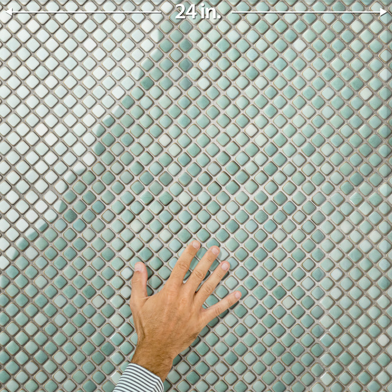 Hudson Diamond 1" x 1" Porcelain Mosaic Grid Wall & Floor Tile, Green