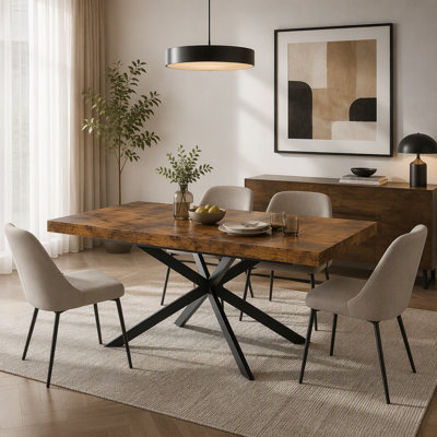 55.11"-70.86"Retro Rectangular Stretch Dining Table, Antique Wood Top And Same Color Relief Plate,With Storage Box,Suitable for dining rooms, kitchens
