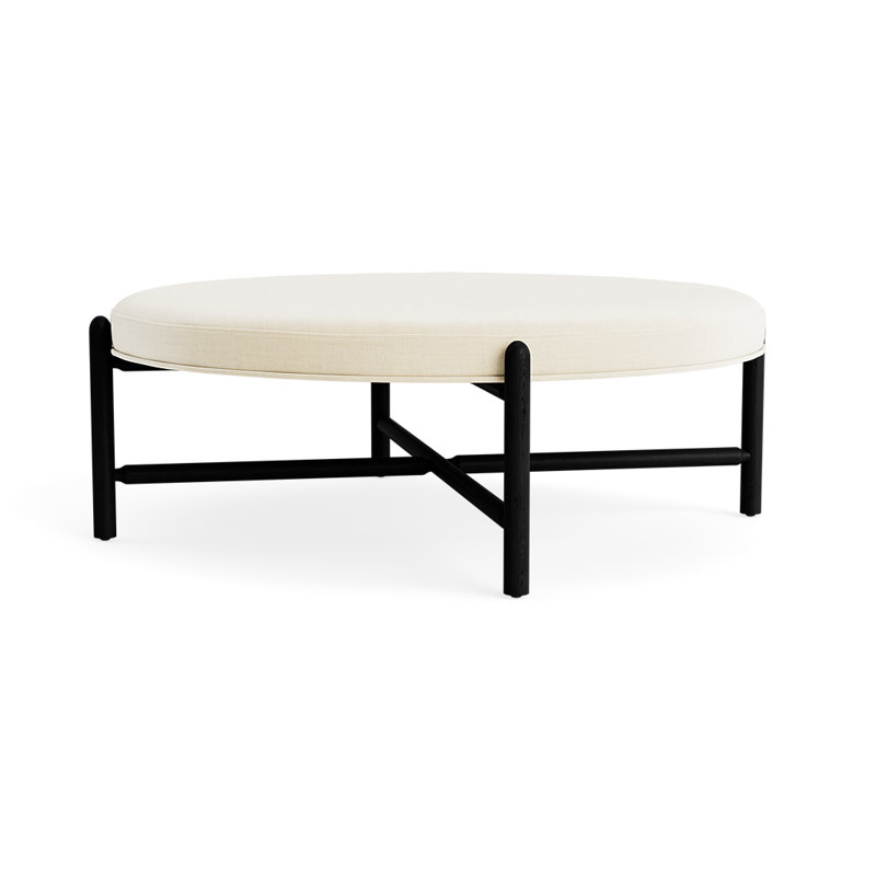 Vane 48" Round Ottoman, Cream, Black