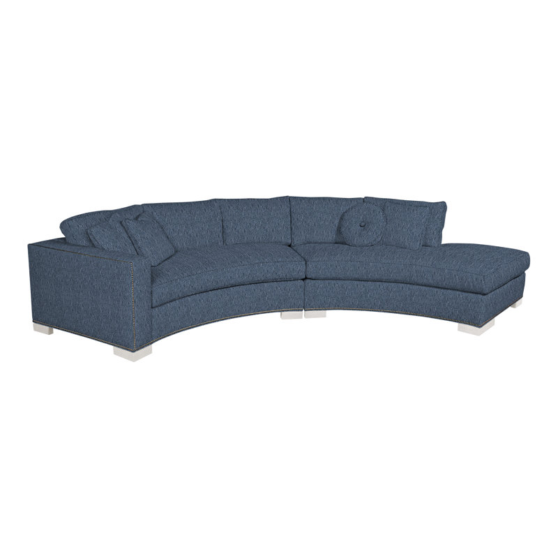 Canapé modulaire courbé 2 pièces Michael Weiss, Mélange de lin bleu Navada, Oui, Casa Blanca