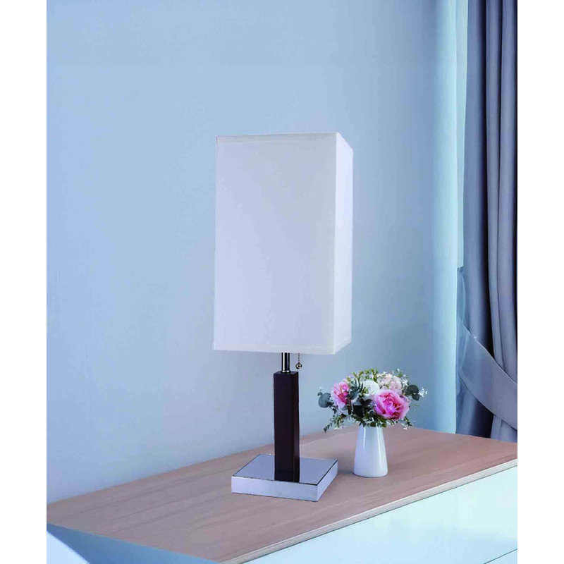 26"H Brown Square Wooden Table Lamp