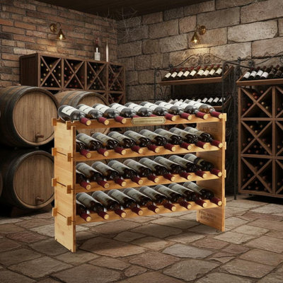 36 Bottle Stackable Wine Rack, 4-Tier Solid Wood Storage, Freestanding Floor & Countertop, Perfect for Kitchen, Bar & Cabinet, Wobble-Free Design