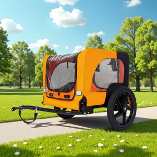 Outdoor Heavy Duty Collapsible Pet Bike Trailer With 16-Inch All-Terrain Wheels & Universal Hitch – Foldable Dog