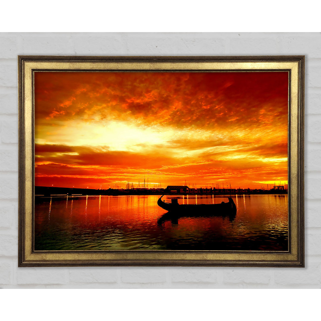 Fire Sky Lake Orange - Einzelner Bilderrahmen Kunstdrucke