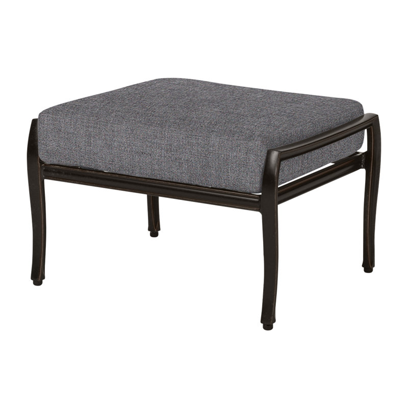 Edge Outdoor Ottoman, Cast Slate Sunbrella® Plainweave, Midnight Gold