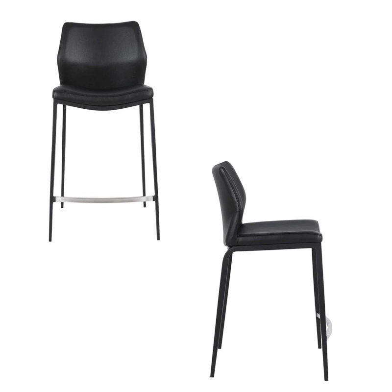 Tabouret en cuir Curve, Noir