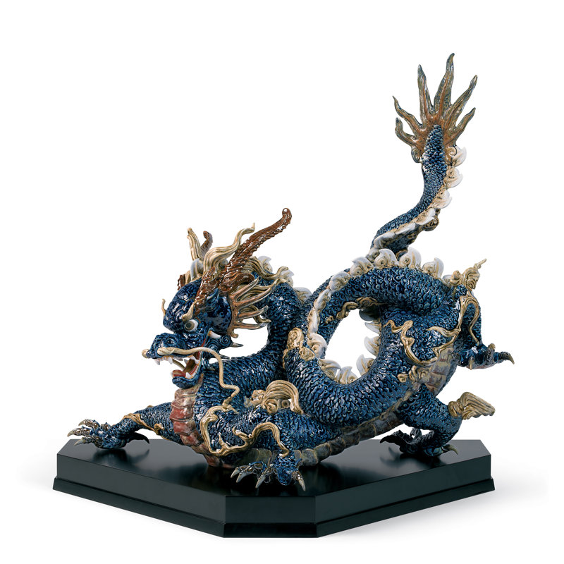 Great Dragon Sculpture, Blue Enamel