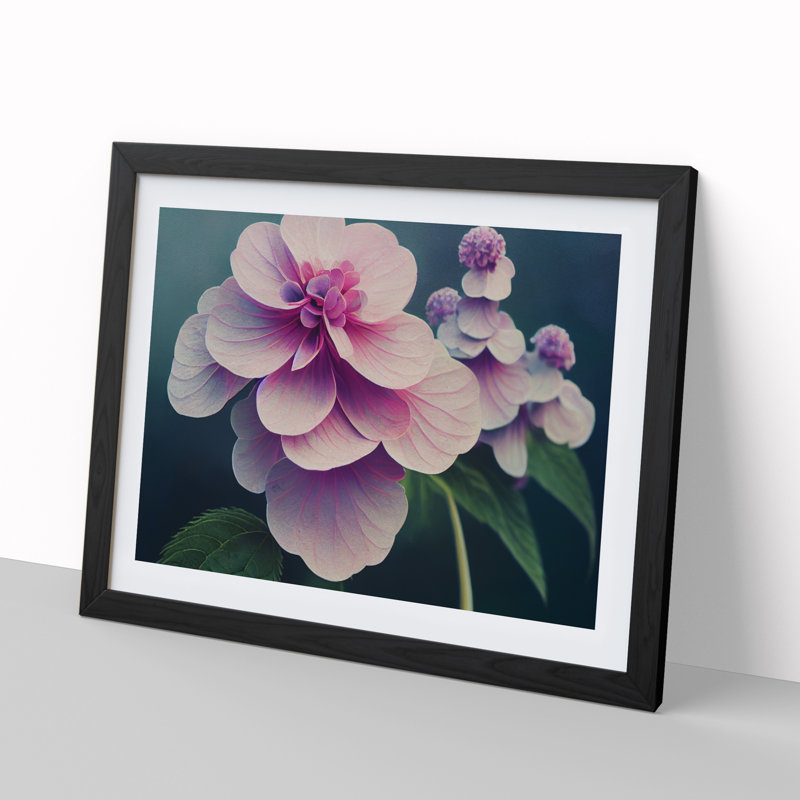 Enchanting Hydrangea Flowers - Single Picture Frame Print, Black Framed, 25cm H x 34cm W x 2cm D