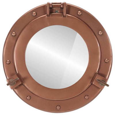 Porthole Mirror Wall Hanging Aluminium And Glass