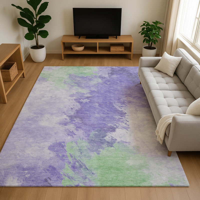 Tapis abstrait lavable à la machine Premium Slesnick AMF1675, Rectangle 9 pi x 12 pi