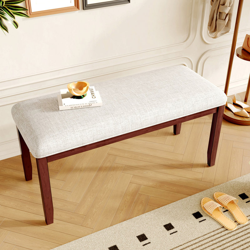 Banc rembourré, bout de lit, banc d'entrée pour l'intérieur, Cerisier
