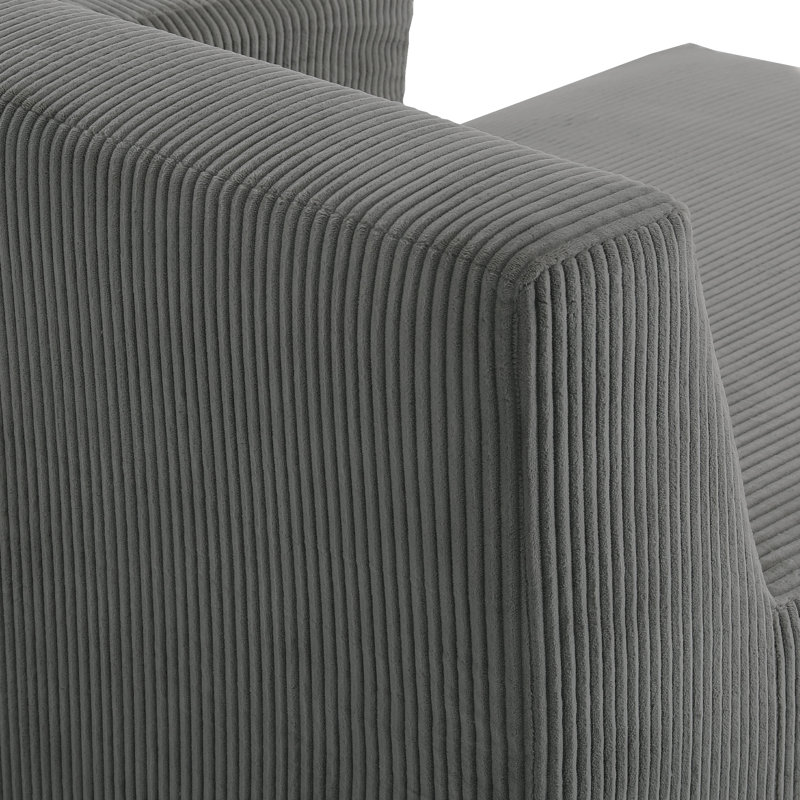Chaise longue simple en velours côtelé Berlare, Gris