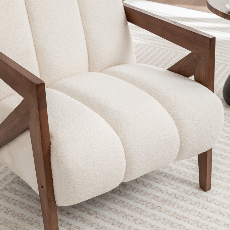 Bula Solid Wood Upholstered Armchair, White