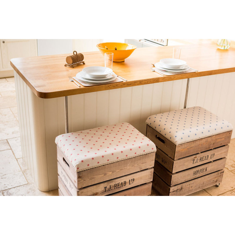 Theodosia Upholstered Counter Stool with Solid Wood Frame, Grey Star