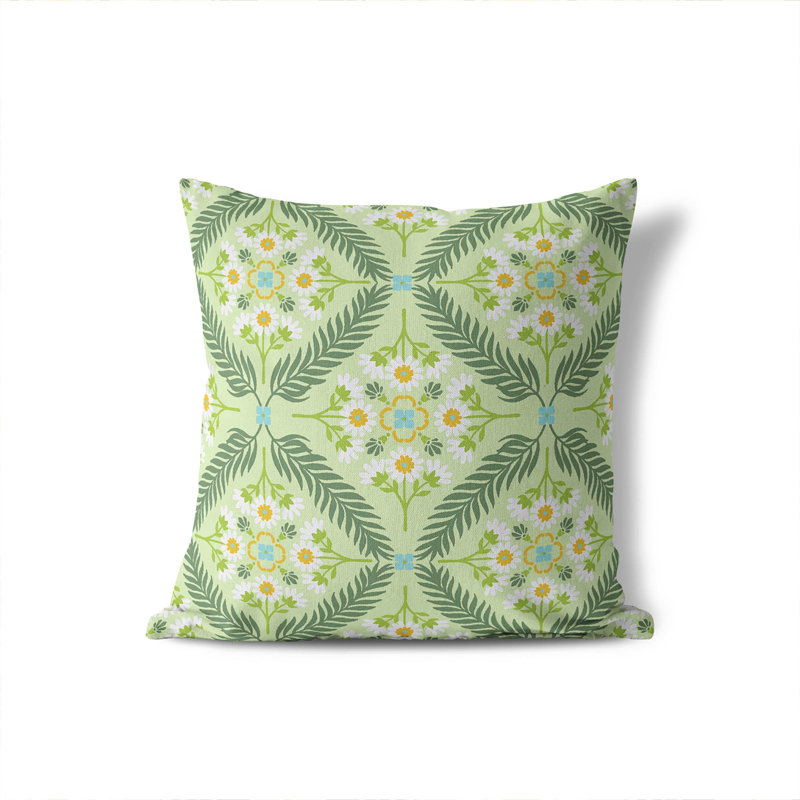 Eden Outdoor Pillow, Lime Floral, Square 18"