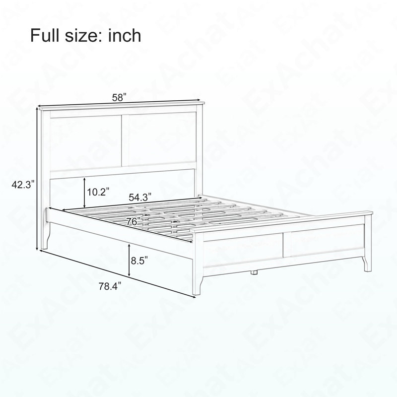 Lit plateforme moderne en bois massif blanc moderne avec support de lattes en bois robuste, aucun sommier tapissier requis