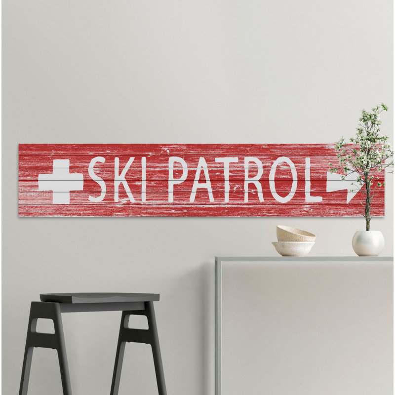 « ski patrol », art textuel sur bois