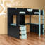 Lits modernes avec rangement, lit mezzanine double en bois avec bureau pour les petites pièces