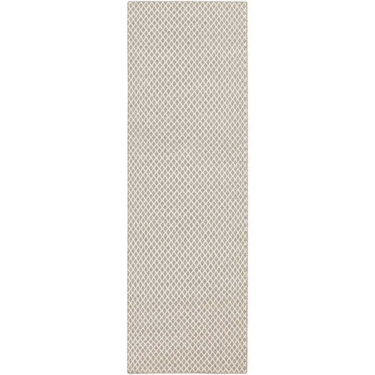 Tapis taupe / crème en laine tissé à la main à motif géométrique Somerville