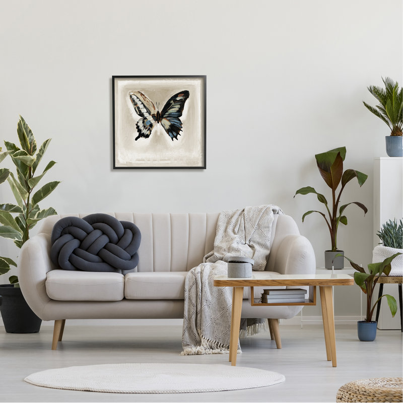 "Bold Butterfly Insect", art mural texturé par Stacy D''Aguiar, Giclée encadrée noir minuit, H 24 po x l 24 po x P 1,5 po