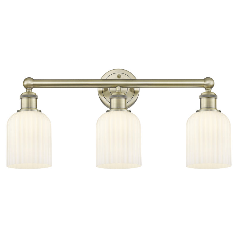 Edison Northgate 3 Light 23" Bath Vanity Light Shade, Antique Brass, White