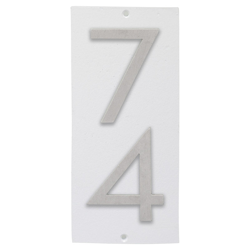 Plaque d’adresse murale sur 1 ligne flottante, Blanc, Aluminium brossé, Oui