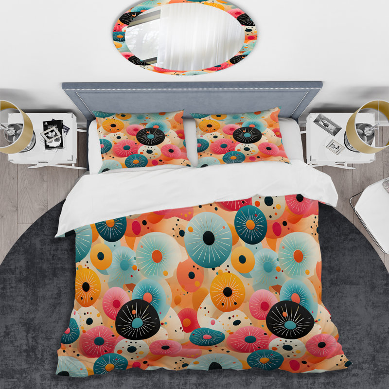 Ensemble de housse de couette Popart Donus And Records Fushion, Housse de couette pour très grand lit et 2 très
