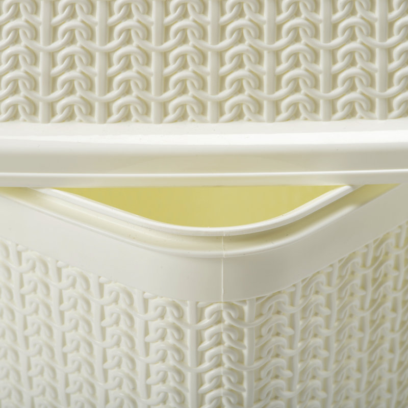 JVL Plastic Decorative Bin, Off White
