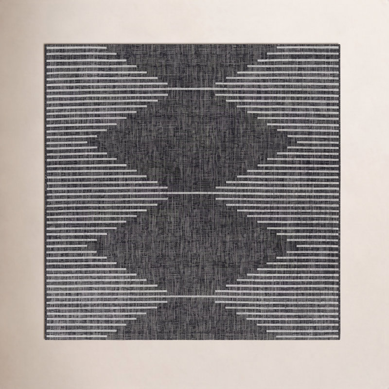 Tapis noir à motif géométrique Abdulazeez, Square 7'10"