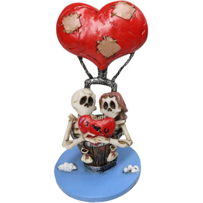 Figurine Jour des Morts squelette en montgolfière «Love Will Lift Us Up»