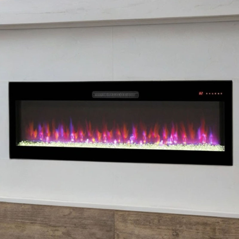 Smart 50" WiFi-Enabled Electric Fireplace Heater, Recessed in-Wall and Wall-Mounted, 18.58" H x 50" W x 4.92" D