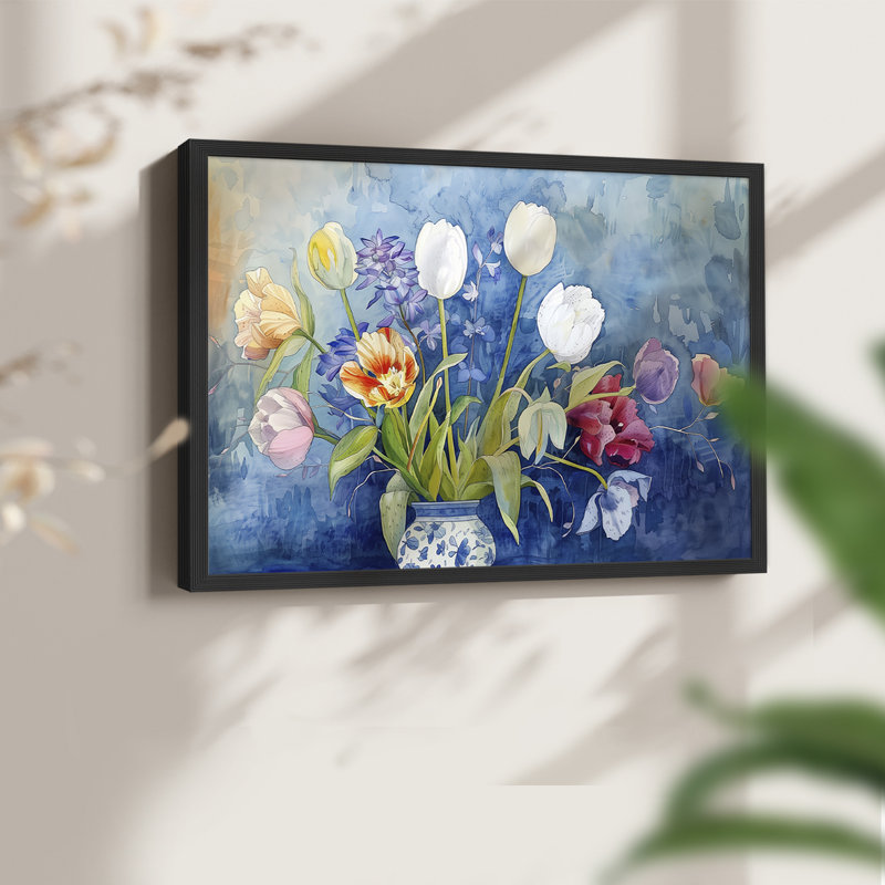 Série florale CV CV, reproduction encadrée, Noir, noir, noir, noir, H 16 po x l 20 po