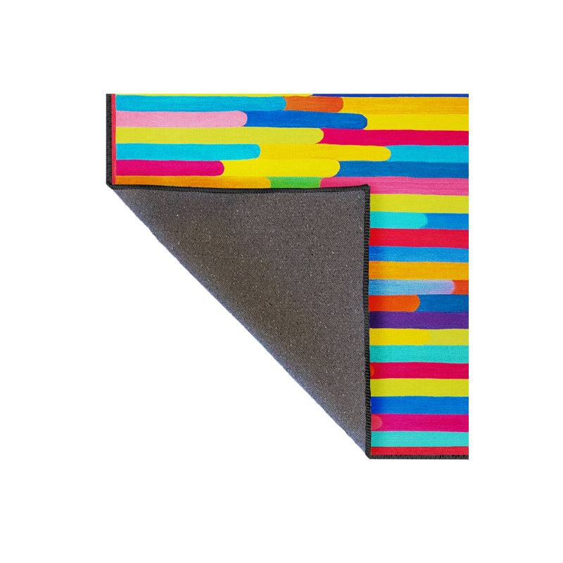 Tapis jaune tissé à rayures Mosso, 2' x 2'11"