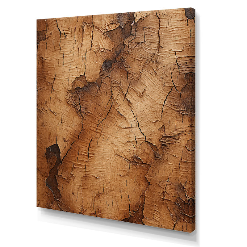 «Brown Tree Bark Essence 5», art mural arbre, H 32 po x l 16 po x P 1 po, Toile tendue