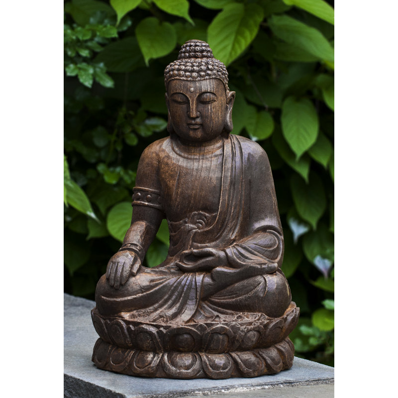 Statue lotus bouddha antique, Vert