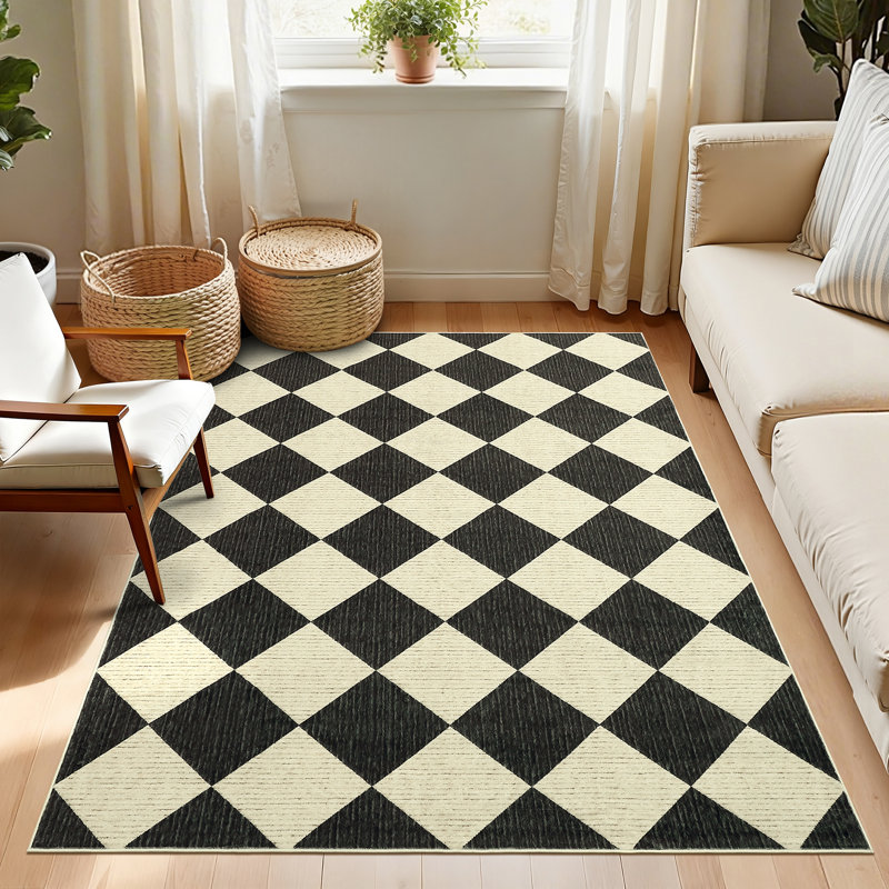 Rectangle Geometric Area Rug, Black coffee, 60*230cm