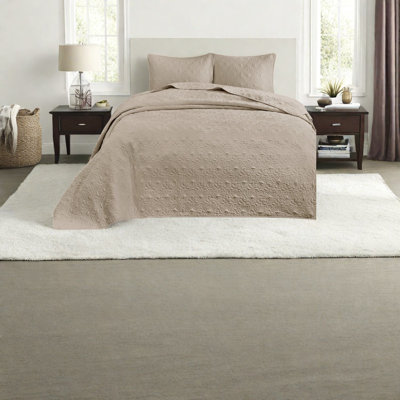Durable Queen Khaki Cotton Bedding Sets, Reversible Design For Home Comfort