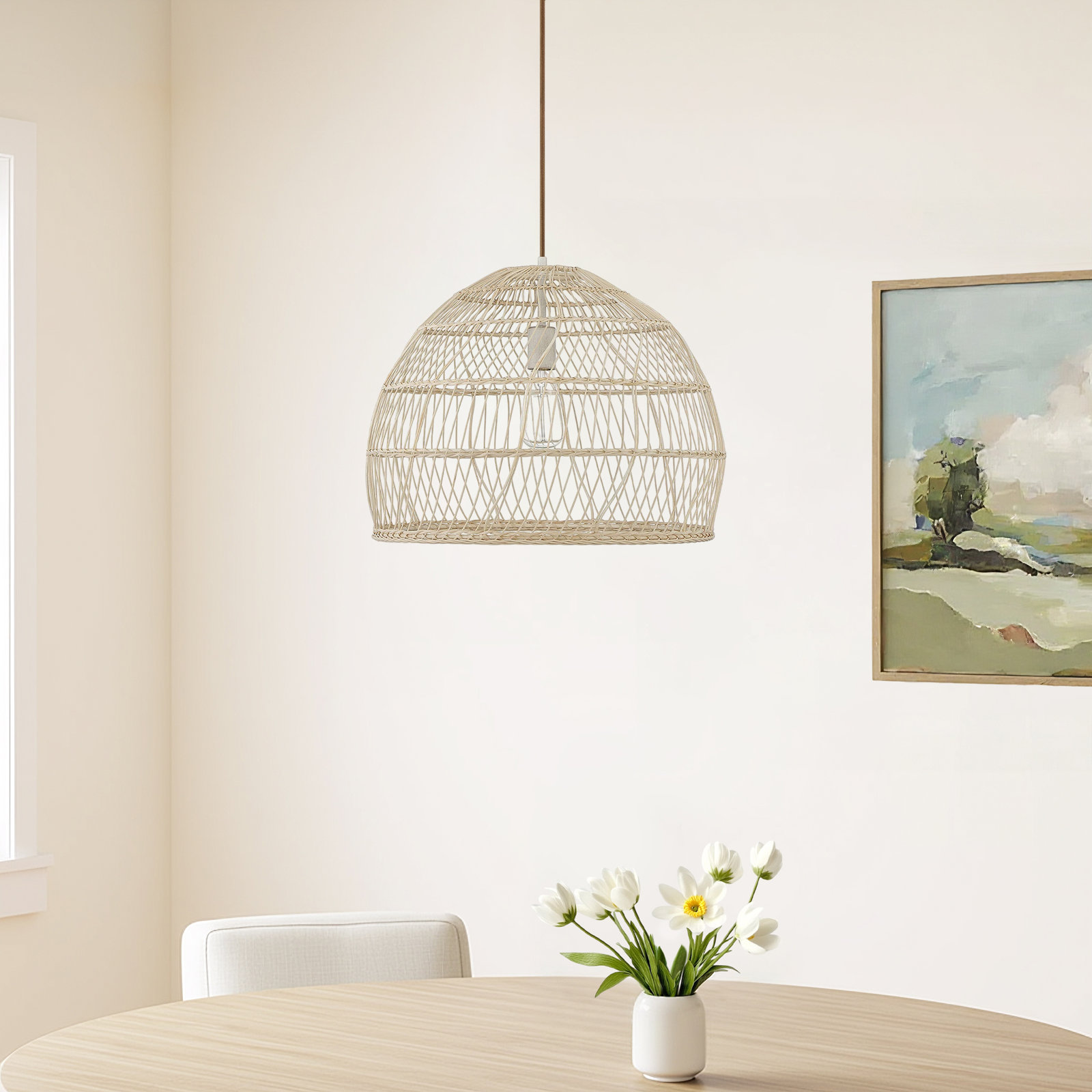 Grenache Dimmable Single Light Pendant, Natural